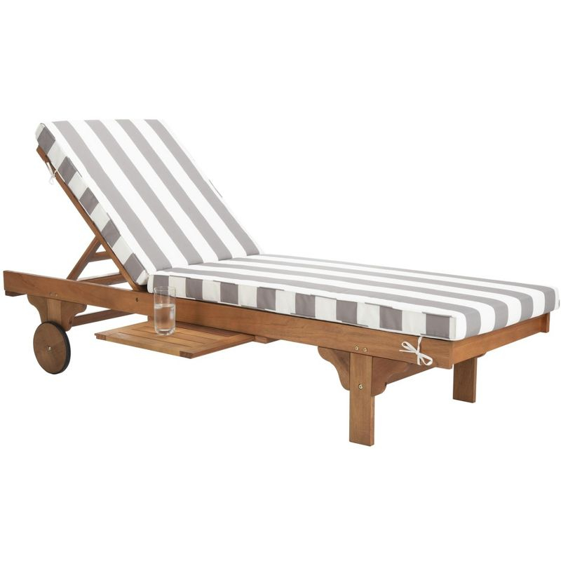 Newport Lounge Chair - Outdoor - PAT7022 - Natural/Grey Striped -Safavieh