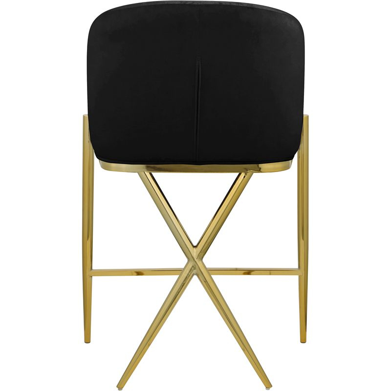 Meridian Furniture Xavier Black Velvet Counter Stool with Gold Metal Legs