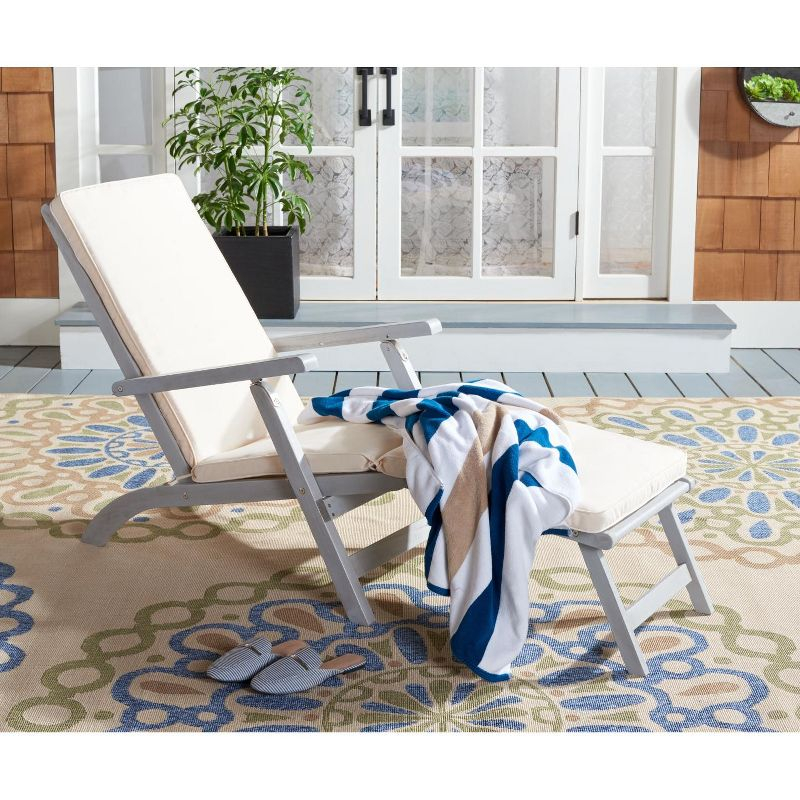 Palmdale Lounge Chair - Outdoor - PAT7015 - Grey/Beige -Safavieh