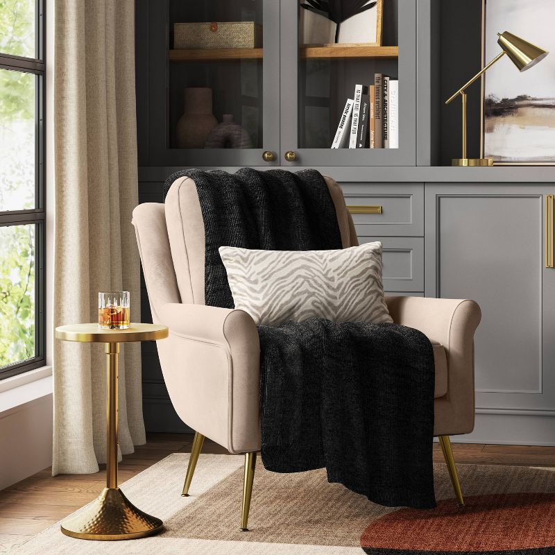 Shiny Chenille Throw Blanket Black - Threshold™: Sensory Friendly, Machine Washable, 50x60" Polyester