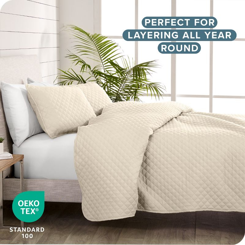 Full/Queen Sand Oversized Quilted Coverlet Set by Bare Home
