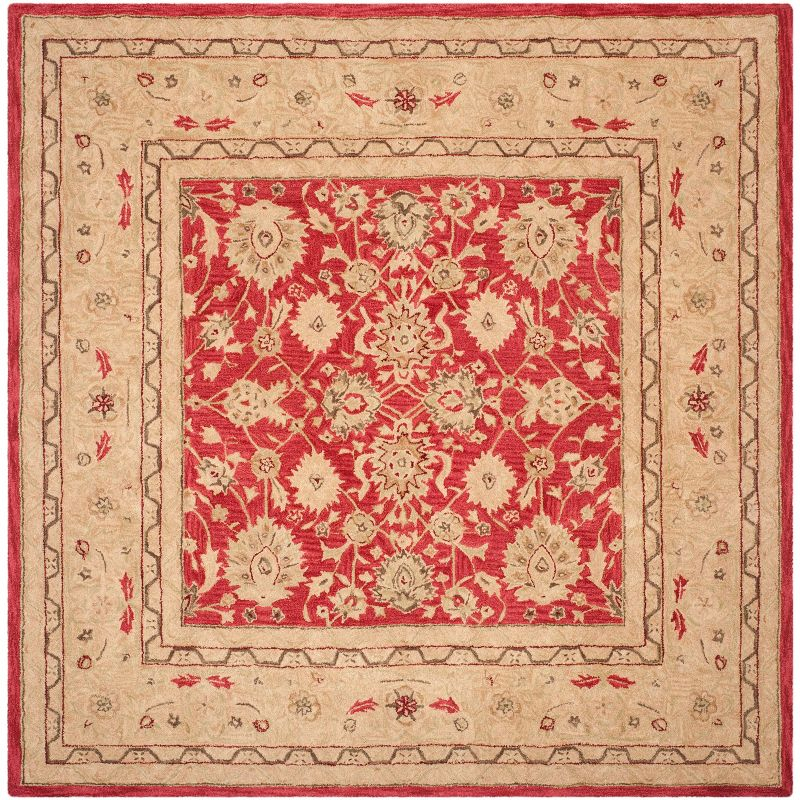 Anatolia AN522 Hand Tufted Indoor Area Rug - Red/Ivory - 8'x8' - Safavieh