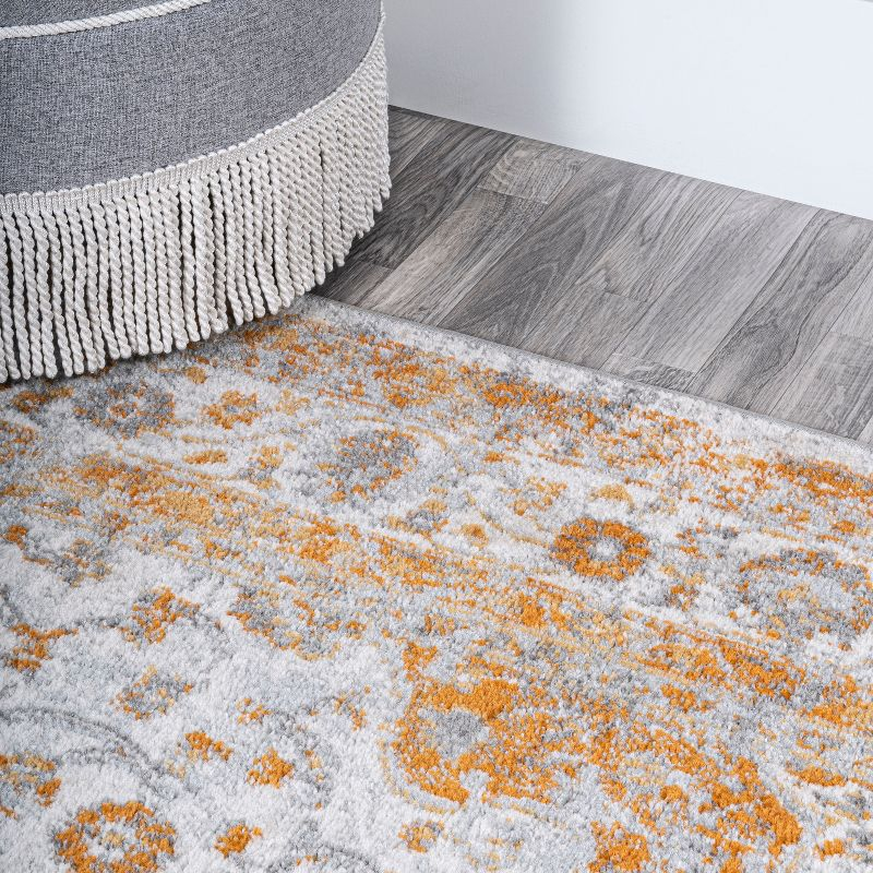 3'x5' Indhira Ornate Medallion Persian Area Rug, Orange/Cream - JONATHAN Y