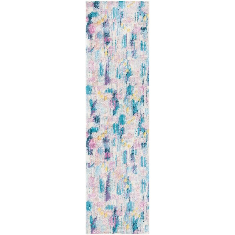 Lillian LLN375 Power Loomed Runner Rug - Pink/Turquoise - 2'2"x11' - Safavieh