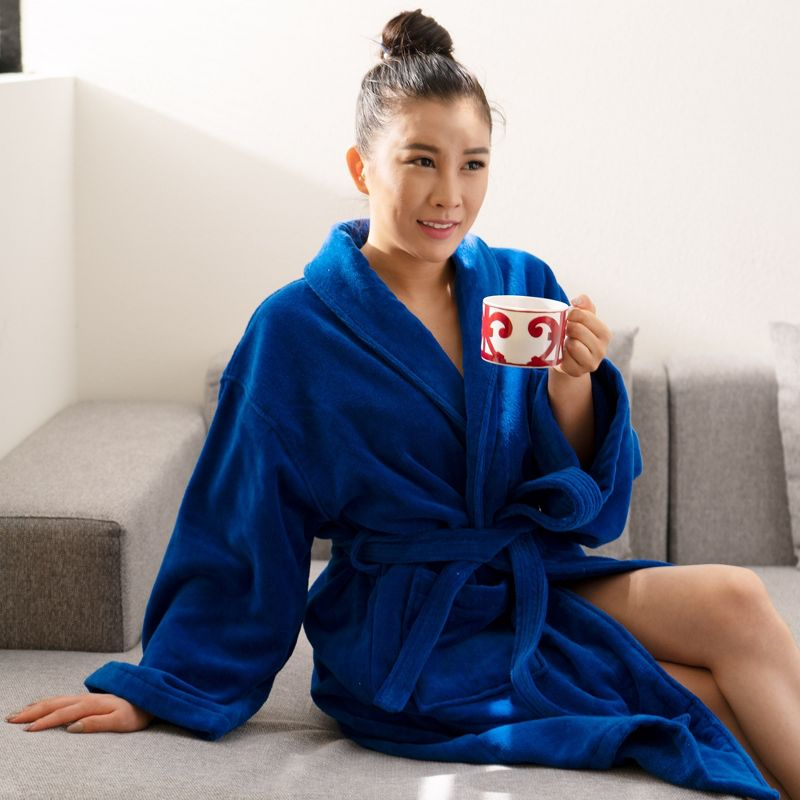 Alpine Swiss Blair Womens Cotton Terry Cloth Bathrobe Shawl Collar Velour Spa Robe BLU SM