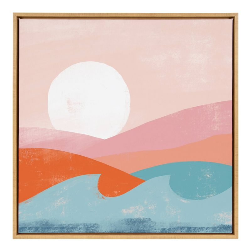 30" x 30" Sylvie Endless Summer Framed Canvas By Kate Aurelia Holloway Natural - Kate and Laurel: Modern Beach Scene Wall Decor