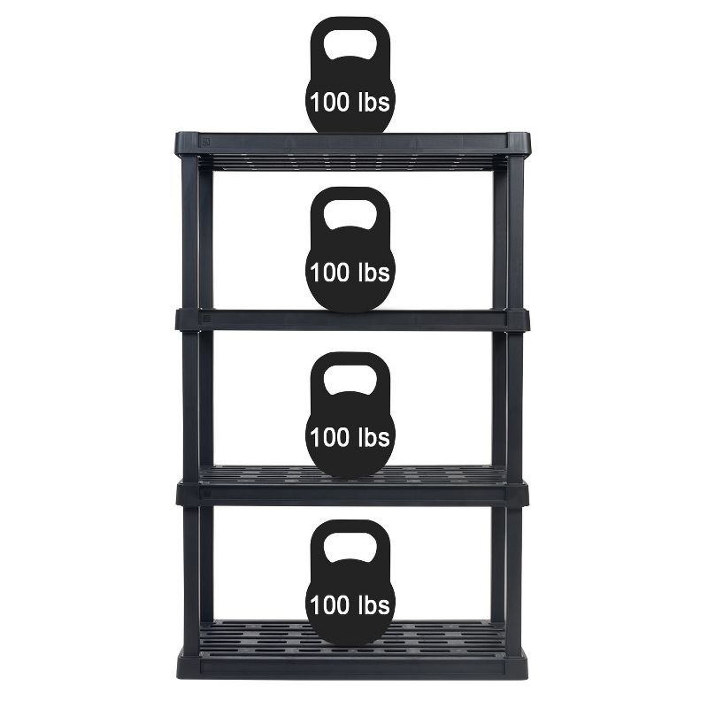 IRIS USA 4-Tier Shelving Unit, 56" Fixed Height, Large Storage Organizer for Home, Garage, Basement, Shed and Laundry Room, Black