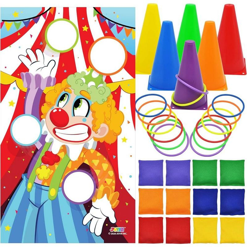 Joyfy 31 Pcs Carnival Game Set - Including Ring Toss Games, Bean Bags, and Cones for Kids Indoor Outdoor Play, Family Activities and Holiday Party