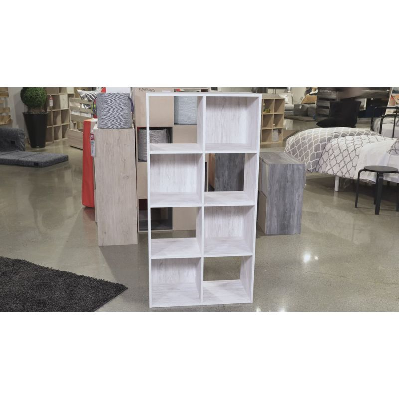 Signature Design by Ashley 23.82" Paxberry 4 Cube Organizer Whitewash: Modern Laminated Bookshelf, Storage Display