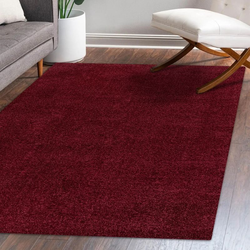 5'x8' Haze Solid Low-Pile, Dark Red - JONATHAN Y
