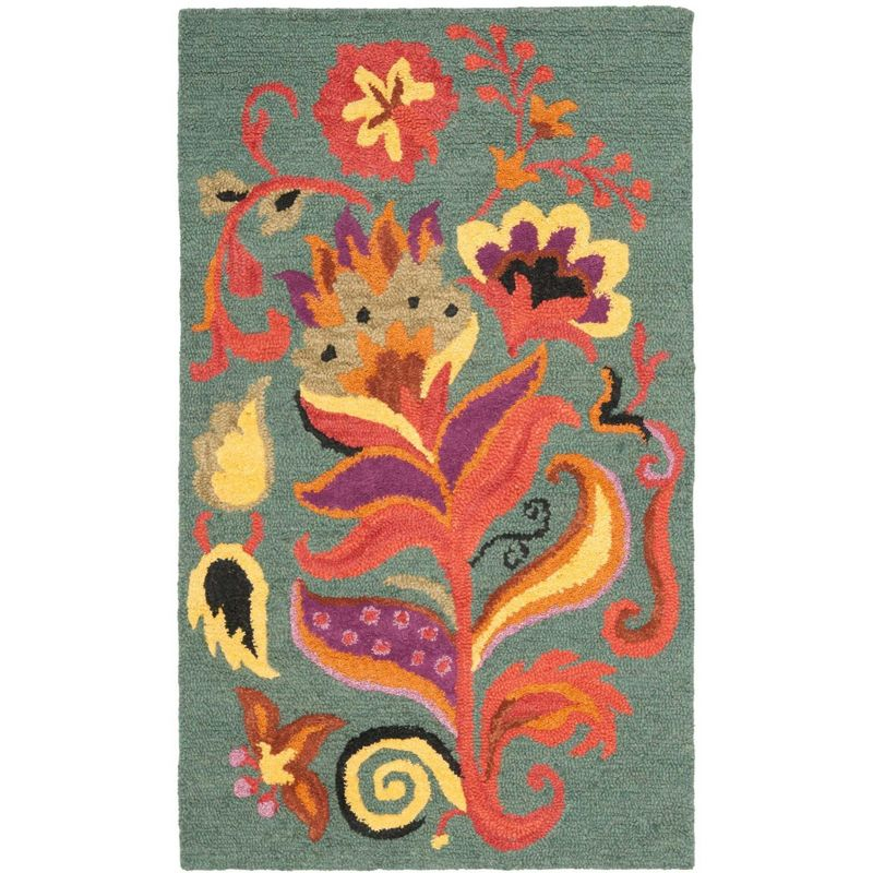Blossom BLM679 Hand Hooked Area Rug - Blue/Multi - 4'x6' - Safavieh..