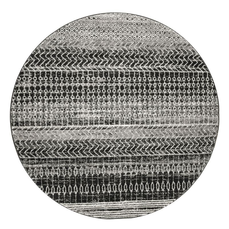 Nuloom Nova Striped Oval 7x9 Indoor Area Rug for Living Room Bedroom Dining Room Kitchen, Dark Grey/Ivory