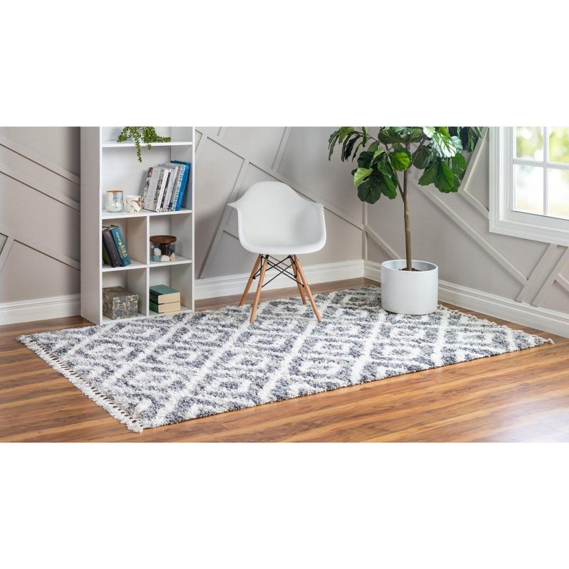 Unique Loom 9' 0 x 12' 2 Gray Hygge Shag Diamond Area Rug