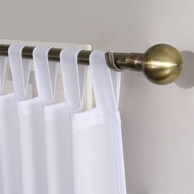 40"x108" No. 918 Light Filtering Semi-Sheer Joshua Heathered Texture Tab Top Curtain Panel White: Transitional Style, Machine Washable
