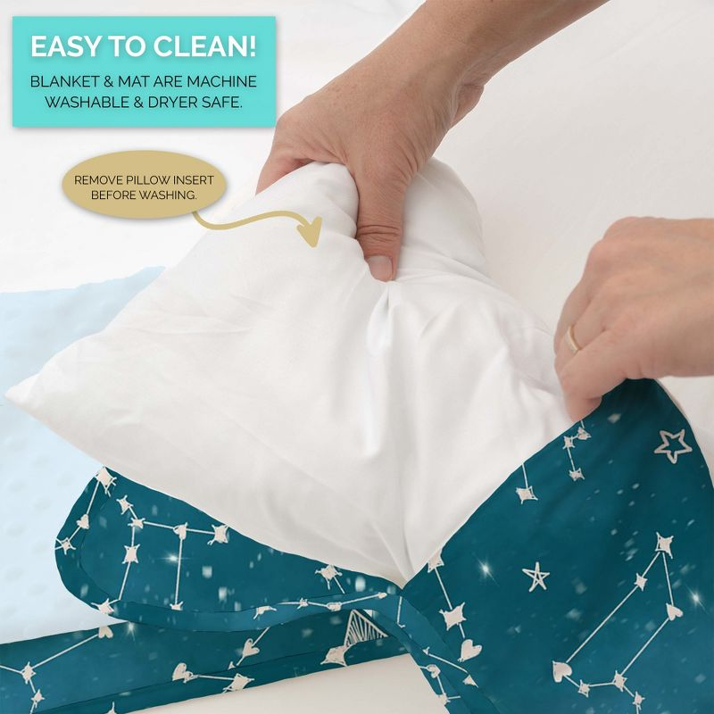 Toddler Nap Mat - Sleeping Bag for Kids with Removable Pillow and Ultra Soft Blanket for Preschool, Daycare, and Sleepovers - Night Sky