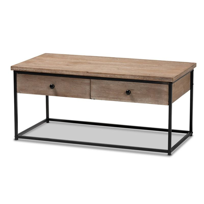 Roderick Wood & Metal Coffee Table with Storage, Industrial Design - Baxton Studio