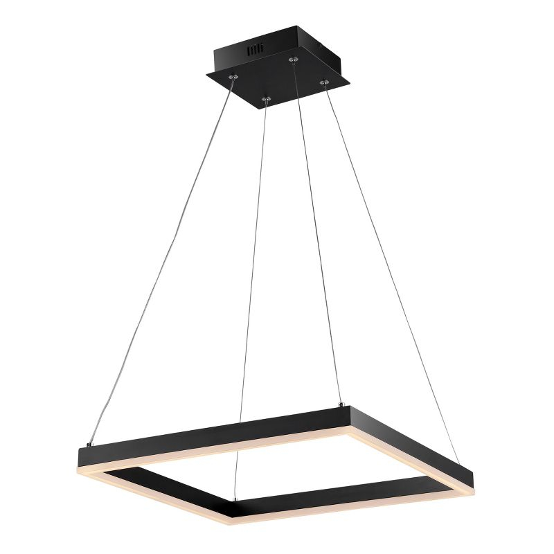 15.75" 1-Light Nero Square Modern Contemporary Aluminum Integrated LED Hoop Pendant Black - JONATHAN Y: ETL Listed, Adjustable Height