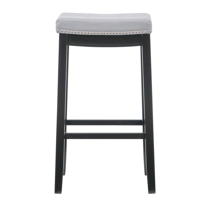 Claridge Backless Faux Leather Nailhead Saddle Barstool Gray - Linon