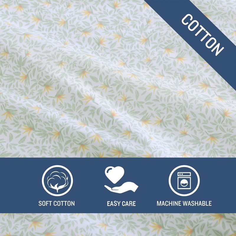 Tommy Bahama Crane Flower 100% Cotton Percale- 4 Piece- Sheet Set  Green- Queen