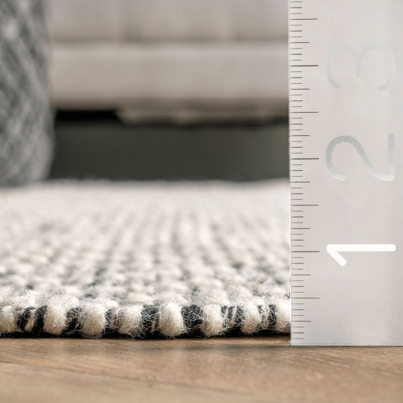 nuLOOM 6'x9' Flora Handmade Textured Diamonds Wool Area Rug Gray/Ivory: Geometric Flat Pile, Indoor Use