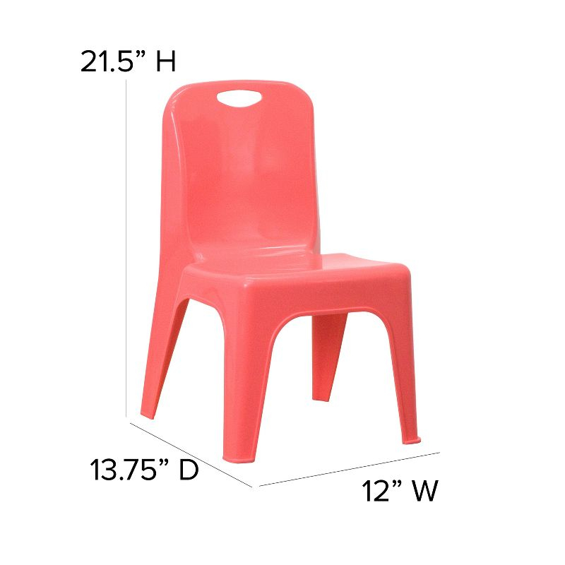 Flash Furniture 2 Pack Red Plastic Stackable School Chair with Carrying Handle and 11" Seat Height