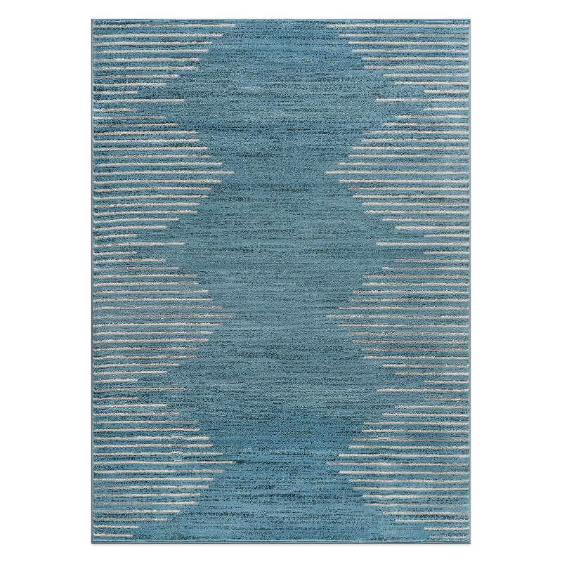 World Rug Gallery Bohemian Stripe Area Rug - BLUE 5'x7'