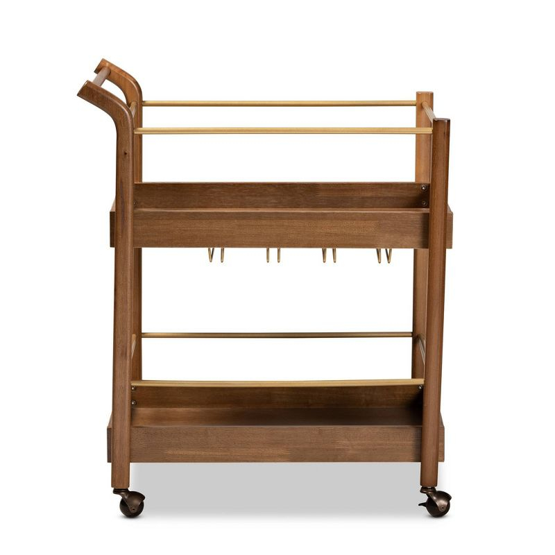 2 Tier Tahir Metal Mobile Bar Cart Brow/Gold - Baxton Studio