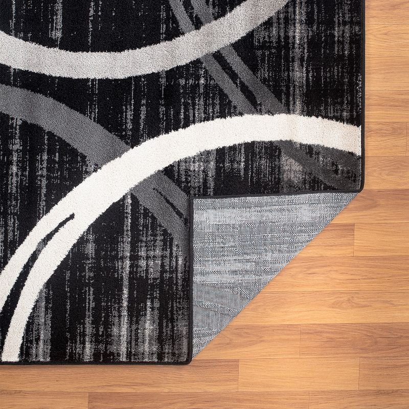 World Rug Gallery Contemporary Abstract Circles Design 2'x3' Black Area Rug