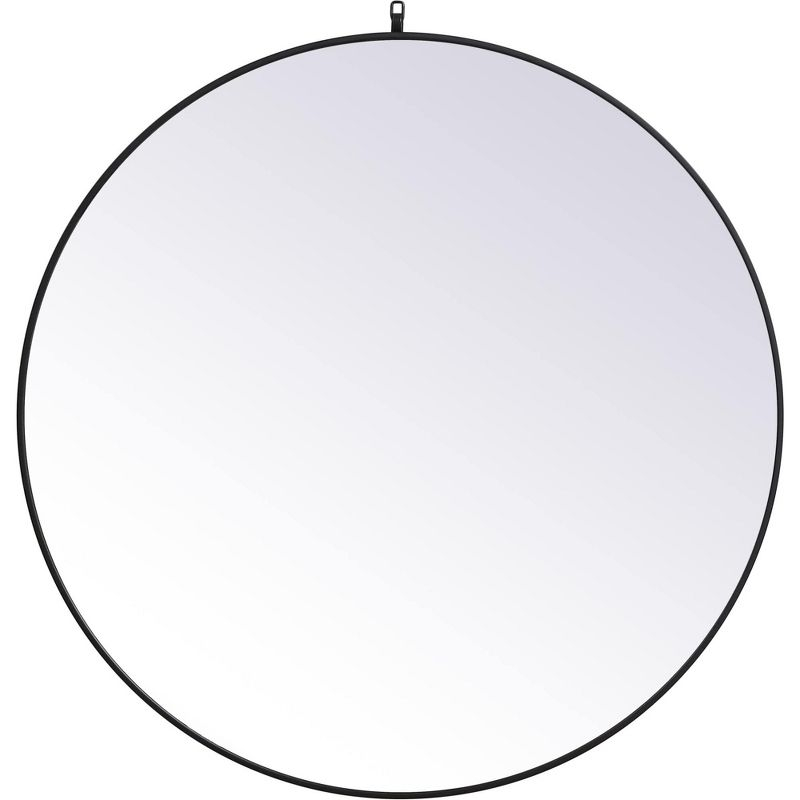 Elegant Lighting Metal frame round mirror with decorative hook 45 inch in Black