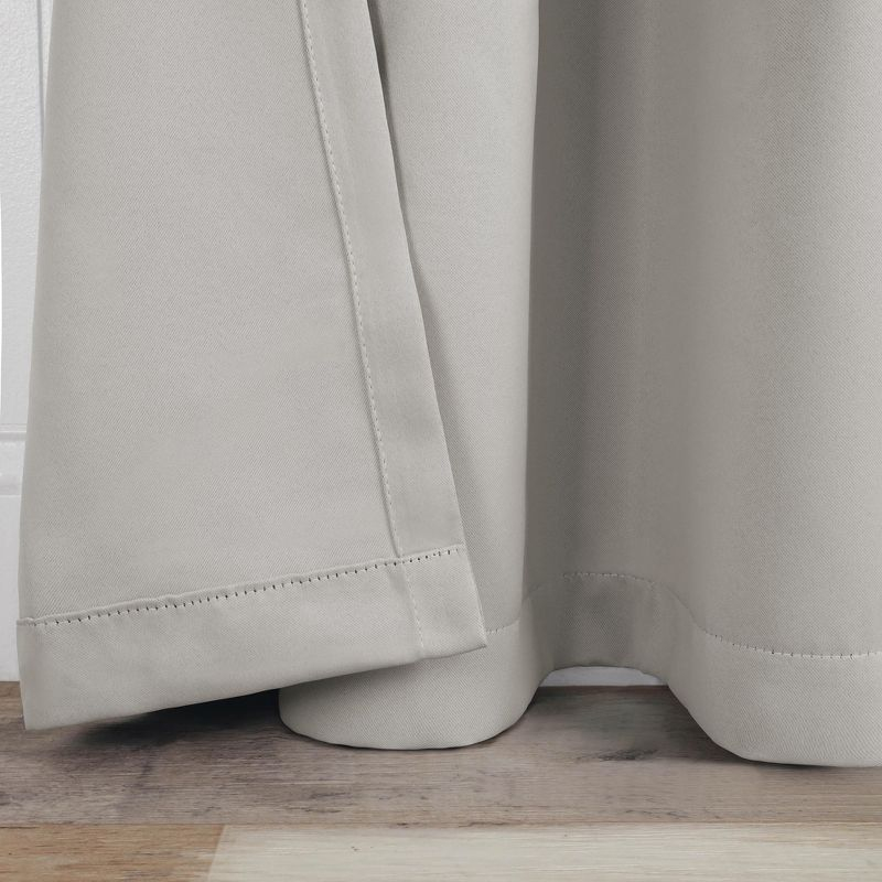 Classic Modern Solid Room Darkening Semi-Blackout Curtains, Grommets, Set of 2, 52"x108", Chrome - Blue Nile Mills