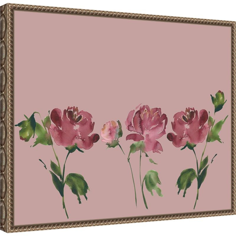 Amanti Art Trio Of Peony Blossoms by Lucille Price Canvas Wall Art Print Framed 20 x 16-in.