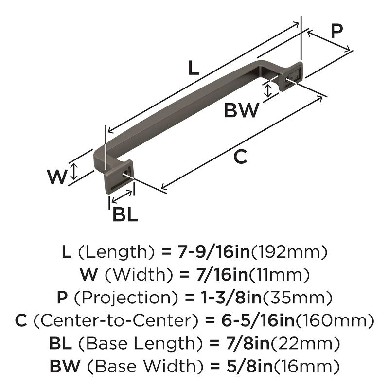 Amerock Westerly 6-5/16 inch (160mm) Center-to-Center Graphite Cabinet Pull