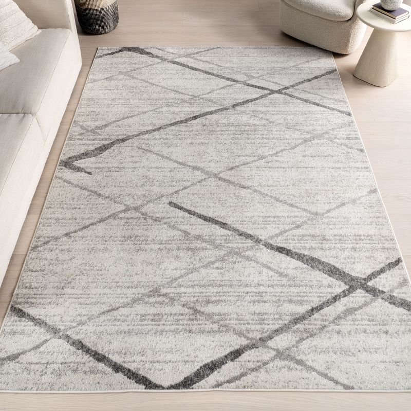 Nuloom 5x8 Thigpen Contemporary Indoor Area Rug, Grey, Abstract Lines, Non-Slip Backing, Stain Resistant, Bedroom Living Room, Kitchen
