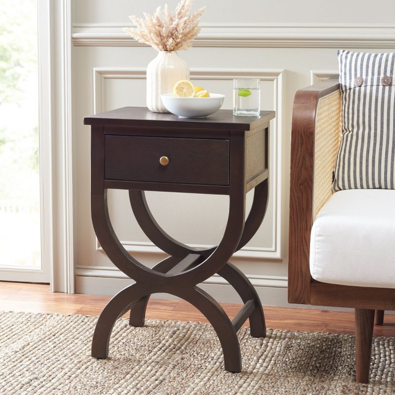 Maxine Accent Table W/ Storage Drawer - Walnut - Safavieh