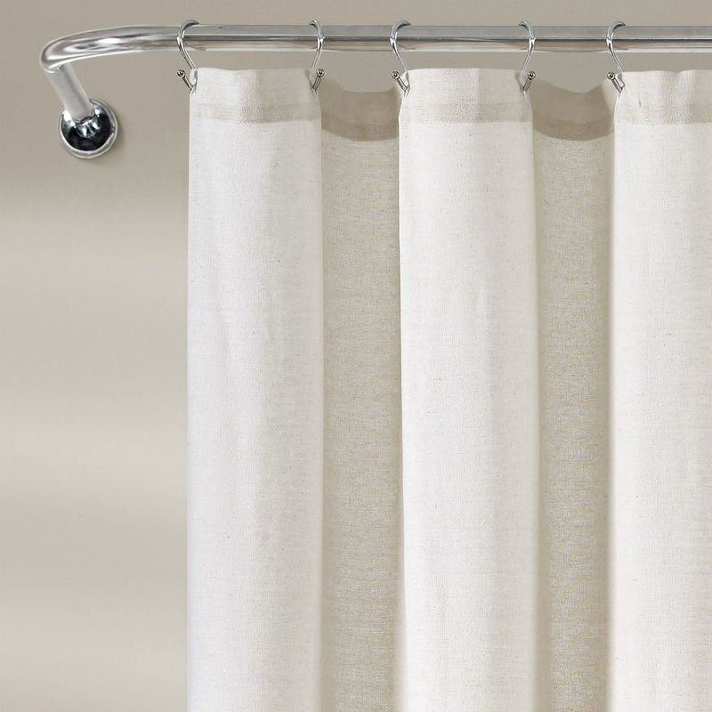 Linen Button Shower Curtain Off White Single 72X72