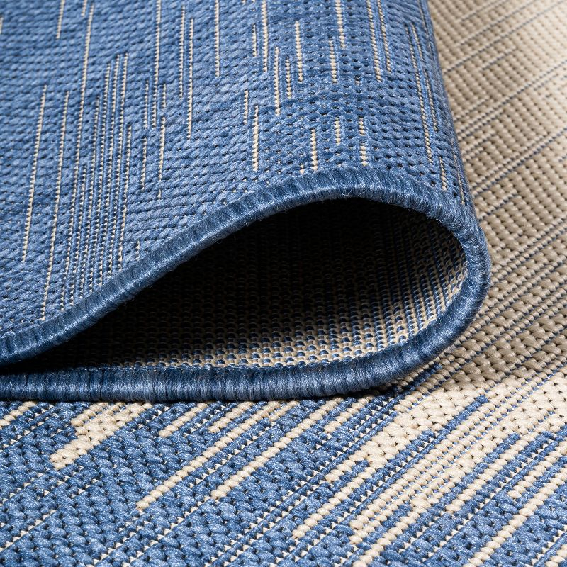 2' x 10' Tavira Modern Strie' Indoor/Outdoor Runner Rug, Blue/Beige - JONATHAN Y