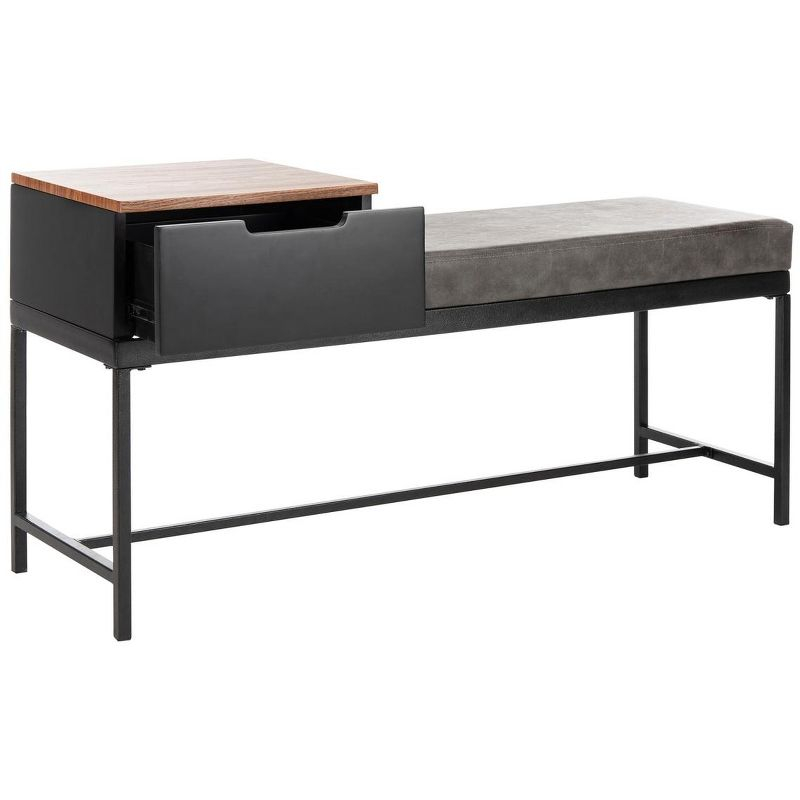 Maruka Bench with Storage - Brown/Grey - Safavieh