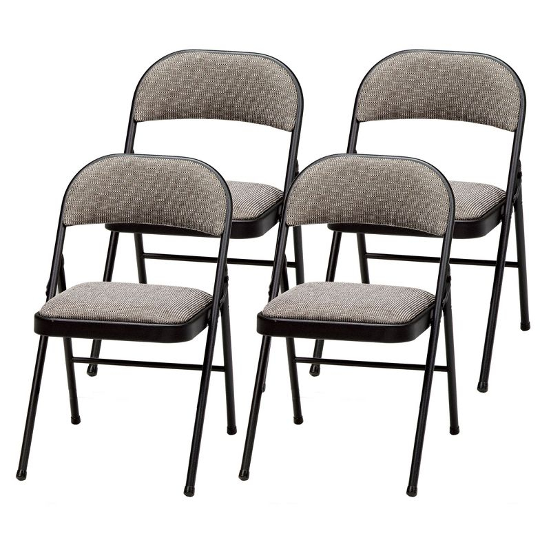 MECO Sudden Comfort Deluxe Metal Fabric Padded Folding Chair Set for Indoor Home Special Occasions or Outdoor Events, Black (Set of 4)