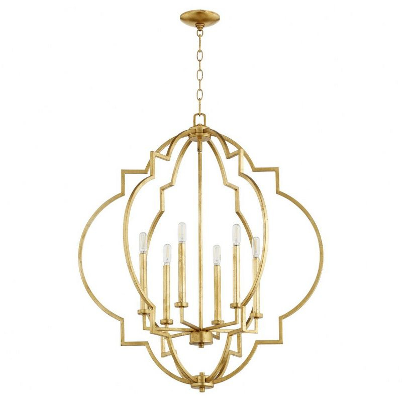 Quorum Lighting Dublin 6-Light Pendant, Gold Leaf, 29.5W, 34H