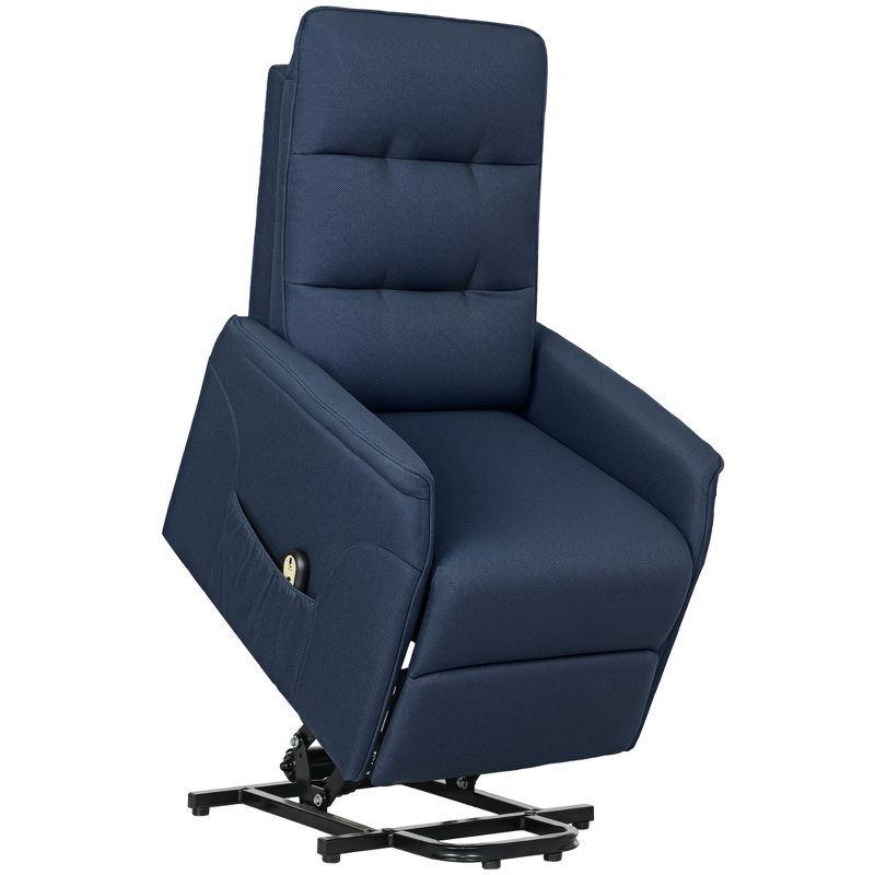 HOMCOM Power Lift Recliner Chair, Electric Reclining Chair with Remote, Side Pockets, Pocket Spring, Tufted Back, Quick Assembly, Deep Blue