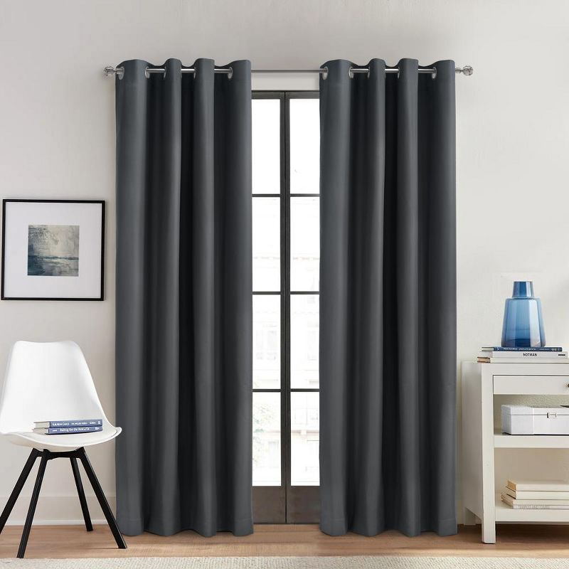 Thermaplus Alpine Blackout Premium Stylish and Functional Grommet Curtain Panel 52" x 63" Charcoal