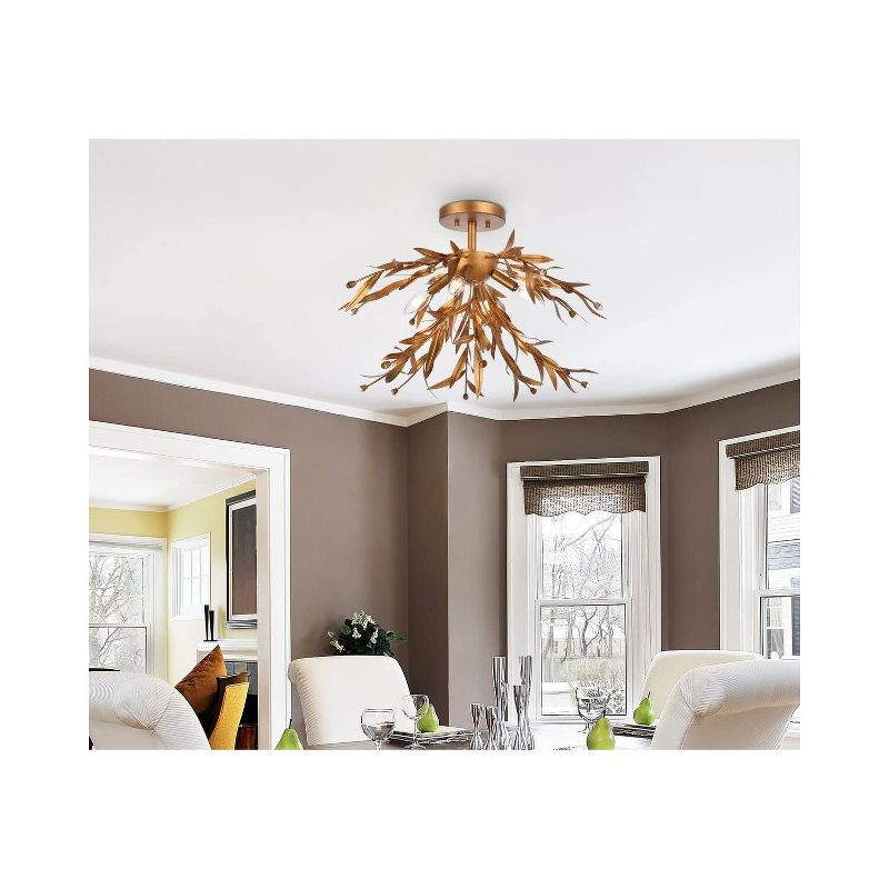 Elegant Lighting Priscilla 23 inch flush mount in gold leaf
