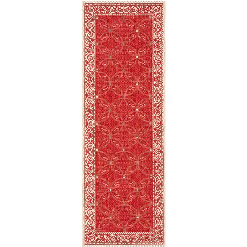 Courtyard CY1502 Power Loomed Indoor and Outdoor Runner Rug - Red/Natural - 2'3"x10' - Safavieh