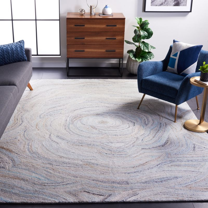 Abstract ABT148 Handmade Indoor Area Rug - Beige/Blue - 6'x9' - Safavieh
