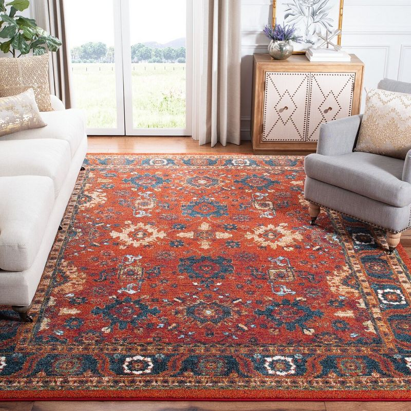 Vintage Hamadan VTH214 Power Loomed Indoor Area Rug - Orange/Blue - 8'x10' - Safavieh.