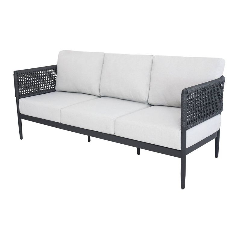 International Concepts 5pc Woven Abaca Rope Outdoor Patio Conversation Furniture Sets: Includes Rockers, Aluminum Frame