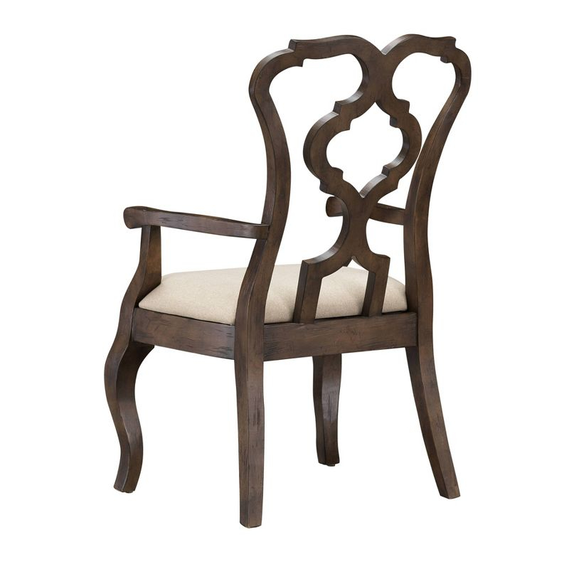 Set of 2 Chateau Upholstered Dining Arm Chairs Brown - Treasure Trove Accents: Polyester, Hardwood Frame, No Assembly Required