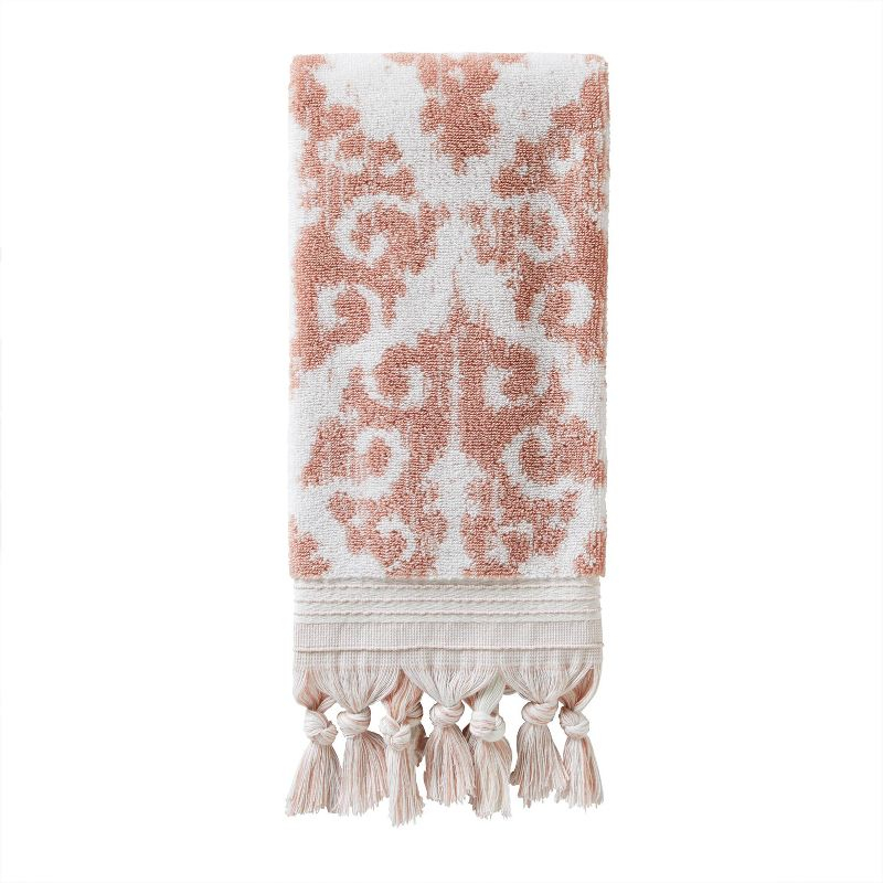 SKL Home 2pc Mirage Fringe Hand Towel Set Blush: 100% Cotton, Jacquard Terry, Bathroom Decor