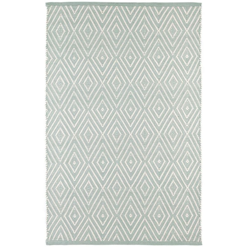 Annie Selke - Dash & Albert Diamond Light Blue/Ivory Handwoven Indoor/Outdoor Rug, Runner 2.5x12, Light Blue/Ivory