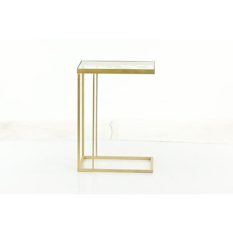 25" Contemporary Metal and Glass Accent Table Gold - Olivia & May
